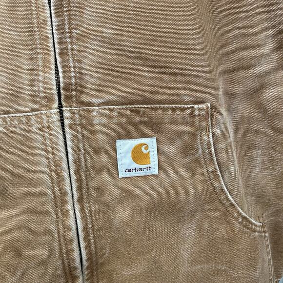 Vintage Quilted Women’s Carhartt Hooded Jacket “Tan” WJ130 BRN Size Large - Picture 6 of 7